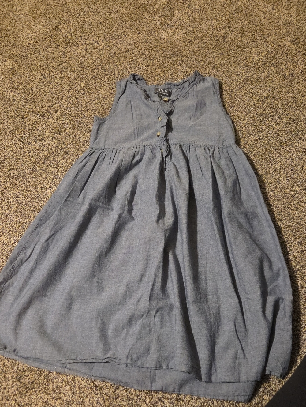 Atun Sleeveless Light Blue Chambray Girls' Casual Dress